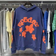 Sweatshirt Spider Web Print Hooded Pullover Sweatshirt Casual Loose New Style - 藏青色2 - 查看 3