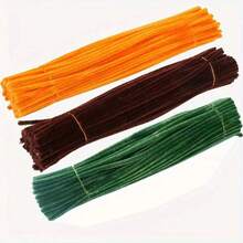 Thân cây nhung lông cao cấp - 300 cành dùng để trang trí bó hoa hướng dương và hoa trang trí nhà cửa, que xoắn dùng để tự làm bó hoa hướng dương Thân cây nhung lông thủ công - Vàng + Nâu + Xanh Cỏ - Xem 15