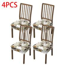 1/2/4/6pcs Printed Stretch Removable & Washable Dining Chair Seat Covers Room Decor Home Decor