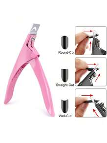 Pink Adjustable Nail Clipper With 15 Magnets, Nail Trimmer, Stainless Steel U-Shaped Nail Clipper, Suitable For Artificial Nail Tips, Sharp Blade Nail Clippers Tool
