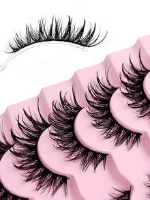 Rikuaild 7 Pairs Wet Look Manga Lash Wispy Curl Lashes Black Band Fake Lash Fairy Cat False Lashes Spiky Tips Dramatic Fake Eyelashes Strip Lashes, Lashes, Eyelashes, Fake Lashes - 漫畫款濕睫毛 - 查看 6