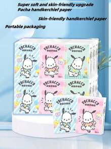 Sanrio Souvenir 1 Pack Sanrio Hello Kitty Printed Tissue | Natural Wood Pulp | Toilet Paper, Toilet Paper Easy To Carry When You Go Out, 18 Packs Random Portable Skin-Friendly Cartoon Cute Handkerchief Paper, Dinner Paper White Paper Thickened Facial Tissue