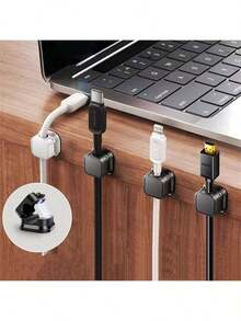 3pcs,Wire Storage Rack, Magnetic Desktop Cable Clamp Management, Hidden Mobile Phone Charging Cable Rack, Suitable For Nightstand, Kitchen Appliances, Office Supplies