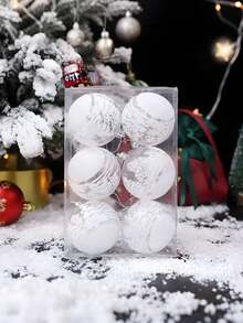 6 Stücke 6cm transparente Schneekugeln Anhänger für Weihnachtsbaum Dekoration, klare Christbaumkugeln zum Aufhängen, Weihnachten, Weihnachtsdekoration, Partydekoration, Fensterdekoration