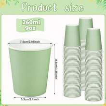 20/40 个鼠尾草绿色纸杯，9 盎司一次性咖啡杯茶杯，冷热饮料杯生日婚礼派对用品节日野餐圣帕特里克派对用品，适用于餐厅、餐车、厨房 - 綠色 - 查看 4