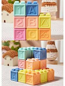 1st/8pcs Soft Rubber Building Blocks: Material Toys For Infants And Young Children To Bite, Baby Silicone, Gum Toys, Hand Gripping Balls, Gripping Training, Early Childhood Education Toys, Party Gifts, Birthday Gifts - Multicolor - View 7