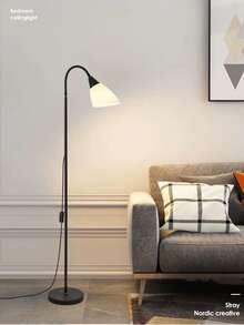 1 pieza Lámpara de pie minimalista en blanco y negro, iluminación de ambiente de alta gama para sala de estar/dormitorio, lámpara de pie vintage junto al sofá, bombilla no incluida - Enchufe EU Tipo C(220-240V) - Ver 2