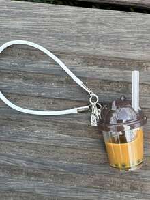 1-Piece Mini Bubble Milk Tea Keychain Cute PVC Pendant, Backpack Pendant, Car Pendant, Friend Gift, Holiday Gift, Creative Backpack Key Chain, Simulated Post-Meal Bubble Milk Tea Cup, Cat Ear Straw Cup, Self-Made Cream Glue Keychain Pendant, Accessory, Suitable For University Campus And Commuting Fun, Korean Style Personalized And Cute Style, Campus Graduation Season Gift