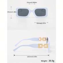 Women's Plastic White Oval Small Frame And Square Metal Hollow Design Punk Fashion Glasses, Suitable For Daily Commuting And Music Festivals - 全白 - 查看 4