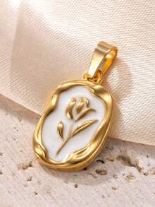 1 pezzo Ciondolo placcato in oro 18K in acciaio inossidabile, con design della Vergine Maria, croce, occhio del diavolo, tulipano bianco, per realizzare collane e orecchini, adatto per uso quotidiano, idea regalo