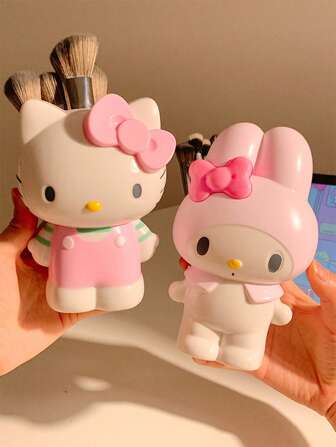 Sanrio 1 Piece Of Cute Pink Makeup Brush Storage Tube For Girls, Children's Stationery Storage Pen Holder, Flower Vase Ornament, Office Desktop Storage Decoration, Campus Supplies, Back-To-School Season Gift