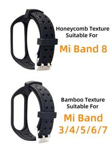 1pc Men Women Bamboo Joints Strap Compatible With Xiaomi Mi Band 7 6 5 4 3 , Honeycomb Texture Compatible With Mi Band 8 Bracelet Sport Belt Silicone Watchband Replacement Smartwatch Bracelet Compatible With Xiaomi Mi Band 3 4 5 6 7 8 Strap Red
