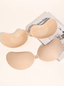 2/4PAIRS Plus Size Women's Invisible Adhesive Bra, Open Back Push-Up Bra, Reusable, Button Front Bra, Breast Augmentation - Breathable Skin-Friendly Cups, C-E Cups, Deep V Dress Open Back