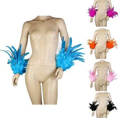 1 chiếc vòng tay lông vũ thanh lịch, vòng tay lông vũ tự nhiên, vòng tay biểu diễn, vòng chân và cánh tay, phụ kiện trang phục dự tiệc Carnival, Halloween