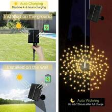 Solar Outdoor Light, Solar Starburst Ball Lights 60*4PCS Total 240 LED Fireworks Light 8 Adjustable Dimming Modes Waterproof Fairy Lights For Party Holiday Decor - 暖白色 - 查看 6
