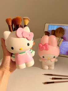 Sanrio 1 件可爱粉色化妆刷收纳筒，适合女孩使用，儿童文具收纳笔筒，花瓶装饰，办公室桌面收纳装饰，校园用品，开学季礼物