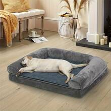 Jumbo Orthopedic Memory Foam Dog Bed For Large Dogs - High Quality Bolster Cushion With Plush Mat, Easy Assembly, Grey Pet Bed For Joint Support & Home Decor - 灰色 - 查看 6