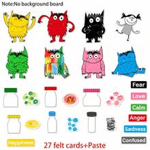 hoojojo 20 pièces Set de feutrine colorée de monstres, tableau de feutre pour raconter des histoires, accessoires de livre d'histoire, jouets éducatifs Montessori, outils d'apprentissage émotionnel, activités en classe, accessoires de jeu interactif, fournitures pour la rentrée, cadeau d'Halloween - Multicolore - Voir 14