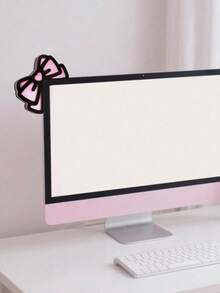 1pc/2pcs Kawaii Pink Bow Monitor Decoration – Kawaii Desktop Hanging Decoration ,Cute Screen Ears For Aesthetic Desk Setup, Pink Gaming Decoration , Pastel Desk Accessories For Gamers & Streamers Perfect Aesthetic Addition To Gaming Room, Workspace, Home Office DIY Setup, - Multicolor - View 7