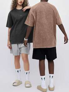 3 Pack Men's Vintage Washed Oversized Cotton T Shirts Loose Fit Short Sleeve Casual Streetwear Unisex Tops - Đen + kaki + xanh dương - Xem 4