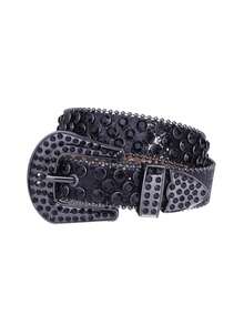 Children's Diamond Embellished Belt, Fashionable Streetwear Style, Rhinestone Decorated Belt For Boys And Girls - A - View 9