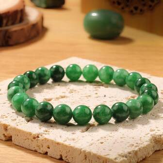 1 st äkta jadearmband för kvinnor män par äkta gröna pärlarmband damsmycken lycka till armband julklappar fru morföräldrar dag från barnbarn barnbarn