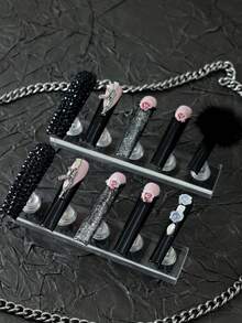 CrystalHola Conjunto de 10 unhas compridas em formato de caixão feitas à mão, unhas compridas, unhas rosa, ombré rosa, unhas com estampa de leopardo, cor de base olho de gato explosiva, detalhes em cristal, formato de coração, removíveis, adequadas para festas, dança, uso diário, festas de estudantes, cosplay para funcionários de escritório, postiças e reutilizáveis, com cola gelatinosa e lixa de unha, suprimentos para unhas, unhas de Halloween, unhas de Natal