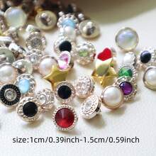 10/20/30/50/100pcs Plastic Mini Rhinestone Buttons With Shank, Versatile For Shirt, Sweater, Cardigan, Sewing DIY Craft - Multicolor - View 5