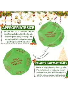 圣诞礼物交换骰子游戏 - 适合节日聚会和家庭娱乐的派对游戏玩具 - 綠色 - 查看 4