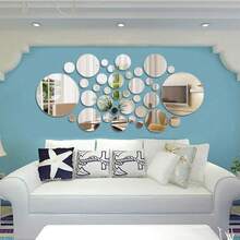 Espelho redondo de acrílico, adesivos autoadesivos para espelhos redondos sem vidro, centro de mesa com prato redondo de espelho, bandejas de acrílico circulares com espelhos para centro de mesa de casamento, artesanato faça você mesmo, decoração de parede com velas