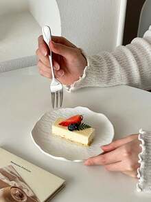 Cirelle Asymmetrical Faux Rock Pattern Plastic Plate, High-Quality Cake/Dessert/Sushi Plate, Creative Western Dinnerware - Multicolor - View 5