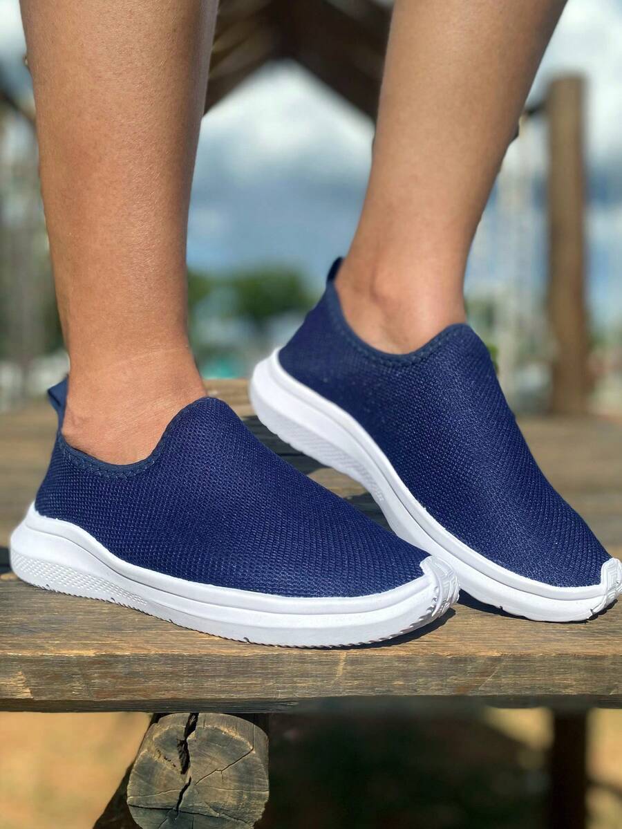 Women's Easy-Fit Orthopedic Slip-On Gym Walking Running Lightweight Soft Sneakers - Màu xanh lam - Xem 1