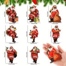 15 sztuk czarnych drewnianych ozdób świątecznych z wizerunkiem Świętego Mikołaja, afroamerykańskie ozdoby świąteczne z wizerunkiem Świętego Mikołaja, czarne ozdoby choinkowe z wizerunkiem Świętego Mikołaja, drewniane ozdoby z wizerunkiem Świętego Mikołaja, wystrój domu, wystrój pokoju, zima