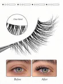 7 Pairs Transparent Stem False Eyelashes Natural Corner Lashes, Half Eye Eye Tail Extended Soft And Comfortable Novice Daily Date Party Eyelashes