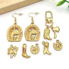 2pcs Stainless Steel Western Cowboy Boots Charms For Jewelry Making, Dangle Charm Boot Hat Horse Cactus Pendants For Bracelet Necklace Earrings Making Accessories