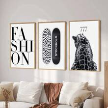 1/3 tấm áp phích thời trang Stockholm đen trắng báo sang trọng Y2K treo tường in vải canvas tối giản phong cách nữ tính trang trí phòng thẩm mỹ tranh phong cách cho căn hộ, phòng khách, phòng ngủ, trang trí nhà hiện đại - Nhiều màu - Xem 4