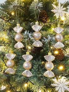6pcs Christmas Candy Decorations, Hanging Flash Candy Decorations, Christmas Tree Mint Decorations, Christmas Candy Decoration Set, Christmas And Halloween Decorations With Gold Rope, Christmas Tree Decorations, Christmas Party Gifts, Festival Decorations, Candy Decorations (Mixed Colors, Red, Gold, Champagne, Rose Gold, Silver)