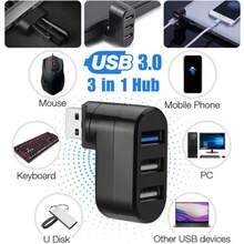 High Quality High-Speed 3-Port Rotating USB 2.0 Hub For Laptop For PC Hub USB Rotate Splitter Mini Adapter 3 Ports, Ideal For RV Outdoor Laptop Notebooks And PC Use, Portable & Durable, Black