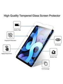 2 buc. folie de protecție pentru ecran din sticlă securizată compatibilă cu Air/Pro/Mini/1/2/3/4/5/6/7/8/9/10//Th Gen/8 inch/9,7 inch/10,2 inch/10,5 inch/10,9 inch/11 inch/12,9 inch/2016-2022, rezistentă la șocuri, anti-cădere, rezistentă la zgârieturi, anti-amprentă, acoperire completă, esențială, aplicabilă pentru protecție zilnică, birou, acasă, protecție ecran, accesorii