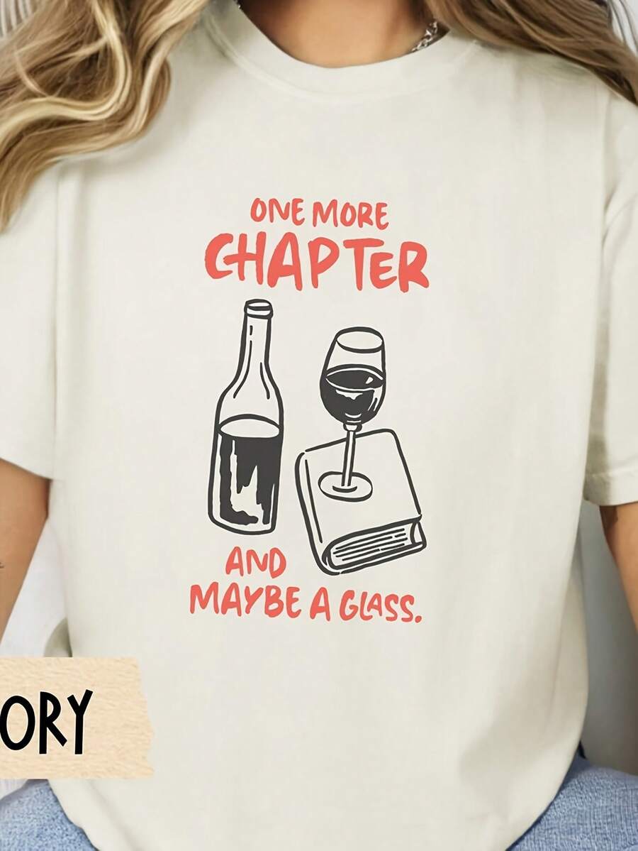 Funny Book And Wine T-Shirt For Wo, Reading Shirt, Book Club Outfit, Cozy Wine Lover , Bibliophile Gift Idea220G Heavyweight Cotton Women's Top – Crafted From Premium Thick Cotton With A Soft Yet Durable Feel, Delivering Breathable Comfort From Morning To Night. Perfect For Everyday Wear, Travel, Casual Outings, Sports, Or Layering During Cooler Days. A Versatile And Fashionable Choice For Street Style, Relaxing At Home, Or Staying Active Outdoors. - 白7 - 查看 1