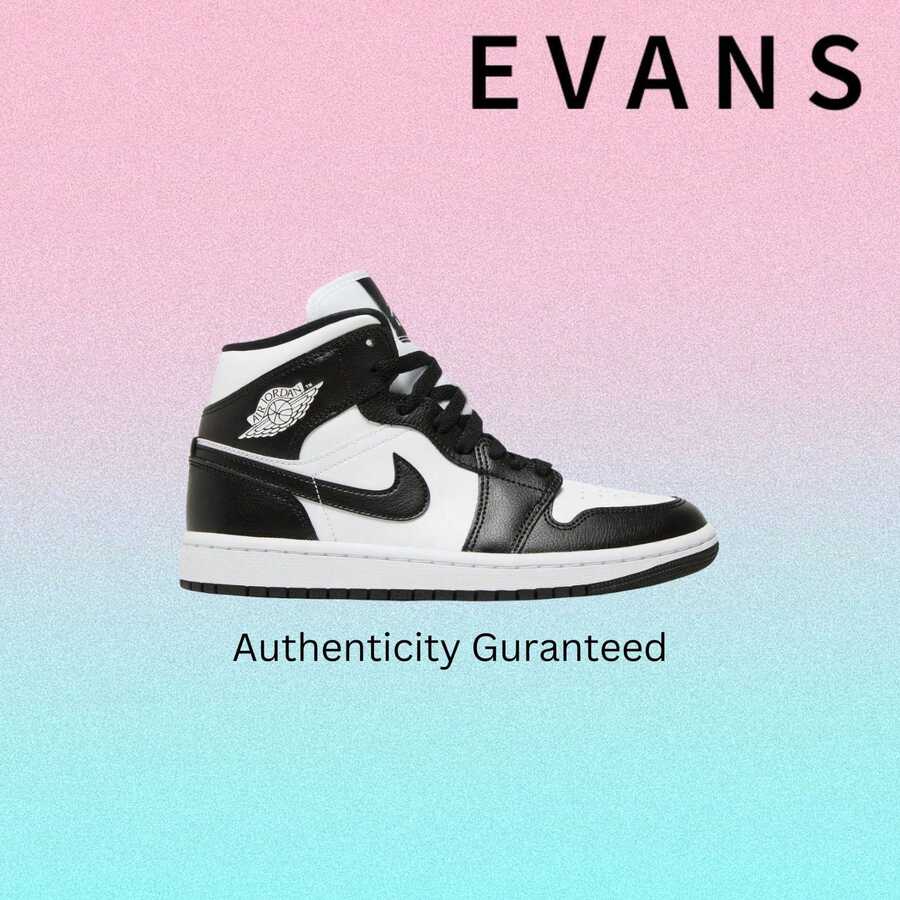 Nike Air Jordan 1 Mid Panda Black White DV0991-101 Women Fashion Sneakers New Vintage-Spring Summer-Inspired Running Shoes, Shock-Absorbing Comfort, Gym To Streetwear-Back To School - 黑與白 - 查看 1