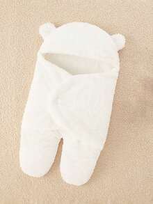 1 件男女通用新生儿双层羊毛襁褓毯，秋冬款