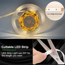 NBBUFF 3ft-50ft Luz de Tira de LED com Interruptor de Botão USB, Iluminação Noturna para Escadas, Muito Fácil de Instalar, Luz Branca Quente 3000K Adequada para Decoração de Quarto, Sala de Estar, Armário, Iluminação de Showroom, Espelho, Máquina de Costura, Guarda-Roupa