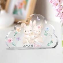 Presente Personalizado de Batizado Placa Acrílica em Formato de Nuvem com Animais, Lembrança Personalizada com Nome, Data, Menino ou Menina, Presente de Batismo