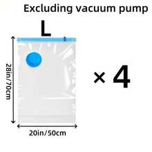 Extra Large Vacuum Storage Bag Set, Space-Saving, Reusable, Waterproof And Moisture-Proof Compression Bags, Suitable For Clothes And Bedding, Travel Luggage, Blankets, Quilts, Ideal For Dormitories, Wardrobes, And Moving - XXL (4 chiếc) - Xem 7