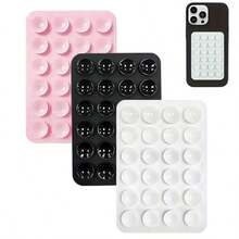 3 piezas Soporte de teléfono con ventosa de silicona, base adhesiva impermeable apta para la mayoría de teléfonos, agarre universal para selfie y video, negro/blanco/rosa claro