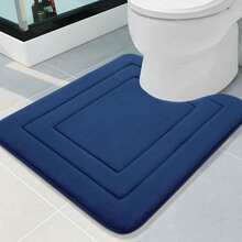 1pc Classic Solid Color Memory Foam Bath Mat, High Absorbency Quick Dry Surface, Sturdy Non-Slip Bottom, Suitable For Bathroom And Kitchen Floors, Practical And Soft, Also Applicable To Bedroom, Dorm, Laundry Room. Lightweight And Flexible Design, Easy To Clean And Maintain. - Black - View 7