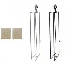 免钻卫生纸架，浴室铁制卫生纸卷架，门上粘贴式，厨房纸巾架（银色） - 銀色 - 查看 17