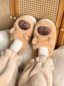 Unisex Home Slippers, Warm Winter Couple's Style, Fluffy Shoes, Thick-Soled And Comfortable Capybara Capybara Home Shoes