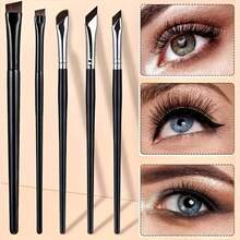 5-Piece Precision Eye Makeup Brush Set - Includes Scythe Eyeliner Brush And Angled Eyeliner Brush, Eyebrow Brush, Application